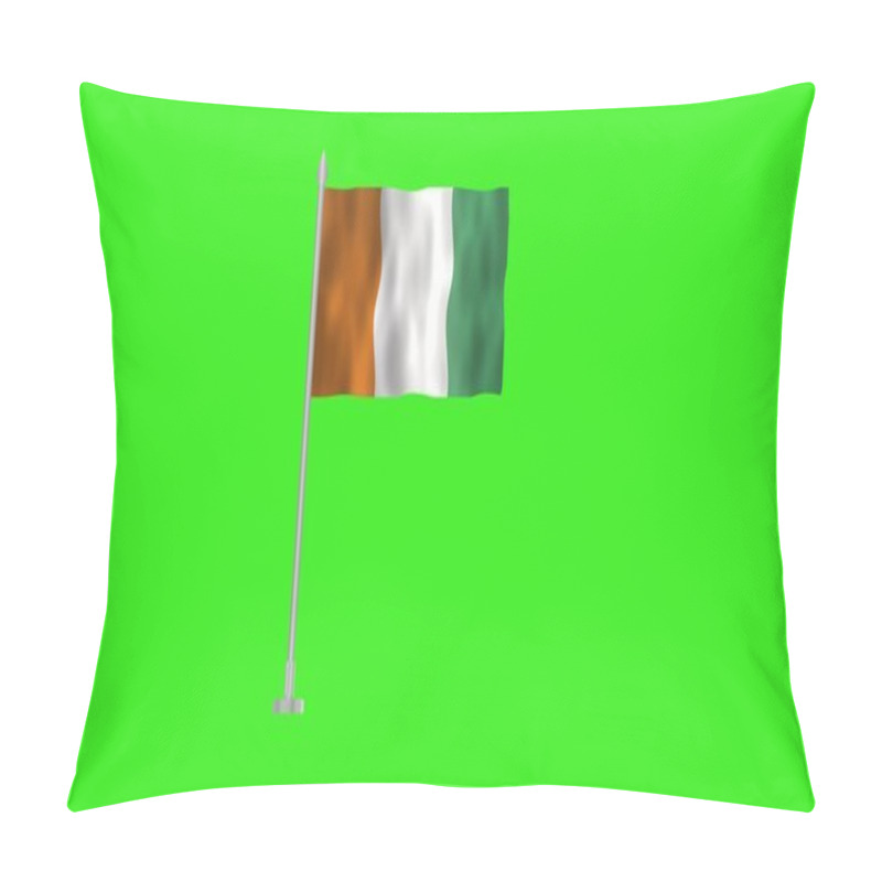 Personality  Pole Flag of Cote d Ivoire, Cote d Ivoire Pole flag waving in the wind on Green Background. Cote d Ivoire Flag, Flag of Cote d Ivoire. pillow covers