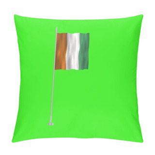 Personality  Pole Flag Of Cote D Ivoire, Cote D Ivoire Pole Flag Waving In The Wind On Green Background. Cote D Ivoire Flag, Flag Of Cote D Ivoire. Pillow Covers