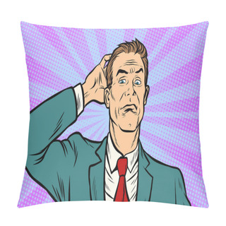 Personality  Businessman Puzzled And Confused Pillow Covers