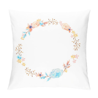 Personality   Hand Drawn Watercolor Flower Wreath Pillow Covers
