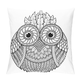 Personality  Birds Theme. Owl Black And White Mandala With Abstract Ethnic Az Pillow Covers