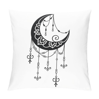 Personality  Crescent Moon Mandala Style, Moon Decoration Element Pillow Covers