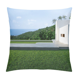 Personality  Energy Efficient Concrete Modern House On The Hill Above The Oce Pillow Covers