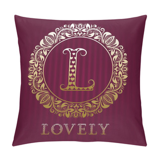Personality  Golden Logo Template For Lovely Boutique. Vector Monogram. Pillow Covers