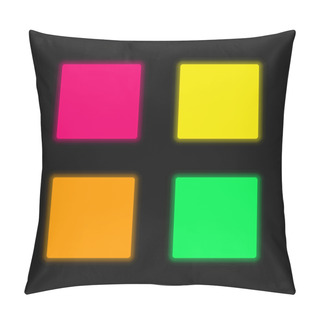 Personality  Black Square Shape Four Color Glowing Neon Vector Icon Pillow Covers