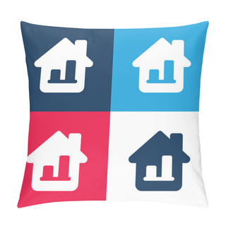 Personality  Bar Graph Blue And Red Four Color Minimal Icon Set Pillow Covers