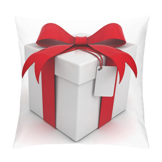 Personality  Gift Box With Red Ribbon Bow And Blank Tag Pillow Covers