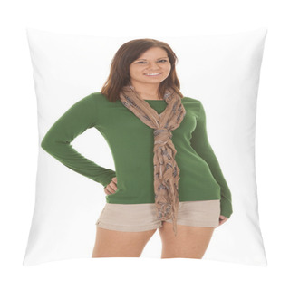 Personality  Woman Scarf Green Shirt Smile Hand Hip Pillow Covers