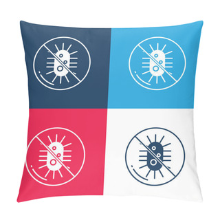 Personality  Bacteria Blue And Red Four Color Minimal Icon Set Pillow Covers