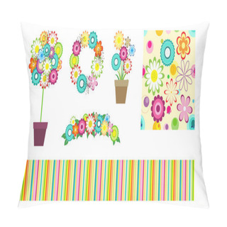 Personality  Flower Design Elements Isolated On White. Pillow Covers