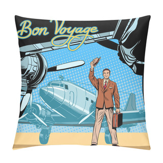 Personality  Businessman Meets Or Accompanies Departure Aircraft Pillow Covers