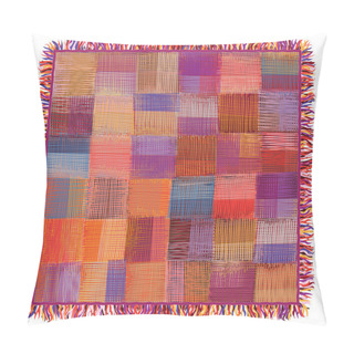 Personality  Grunge Striped And Checkered ,quilt,weave Colorful Plaid With Fringe Pillow Covers