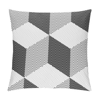 Personality  Striped Rhombuses, 3D Cubes Illusion, Vector Seamless Pattern Pillow Covers