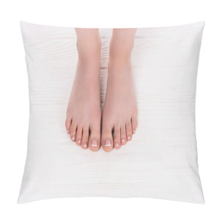 Personality  Cropped Shot Of Barefoot Woman On Pedicure Procedure In Beauty Salon  Pillow Covers