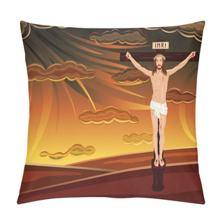 Personality  Crucifixion Of Jesus On Golgotha Hills Pillow Covers