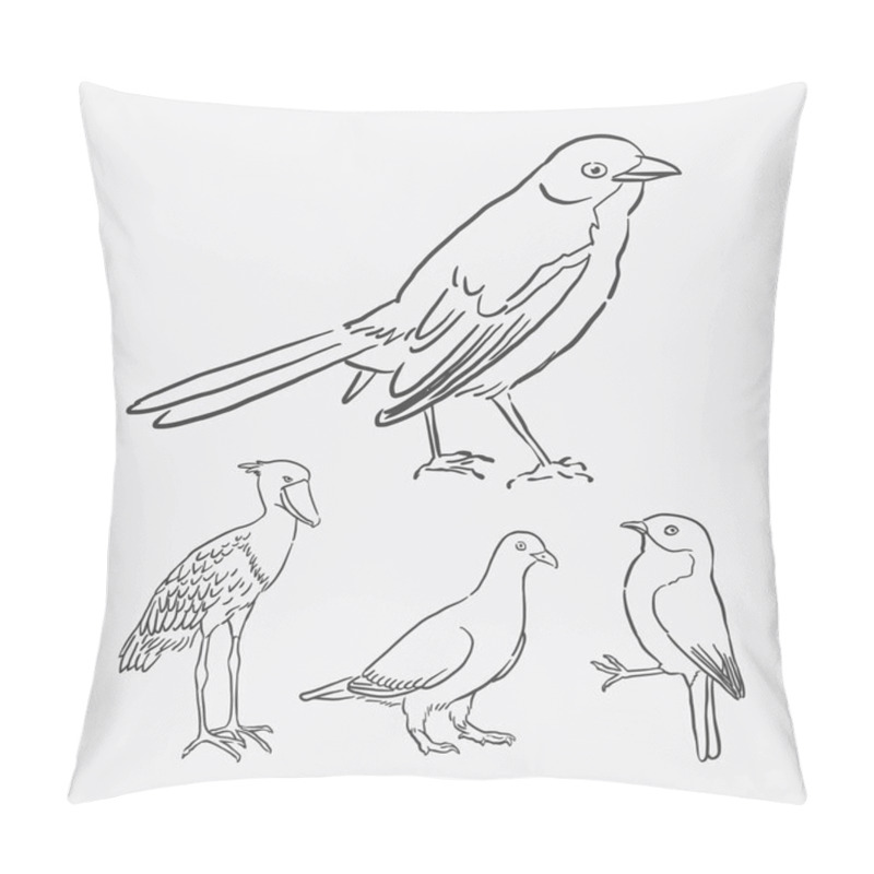 Personality  Bird animal line art drawing pillow covers
