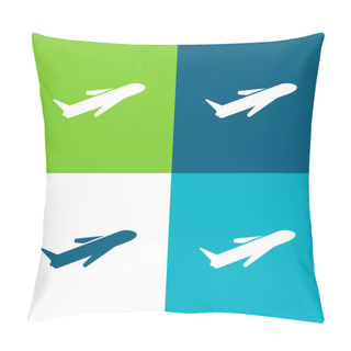 Personality  Airplane Flat Four Color Minimal Icon Set Pillow Covers