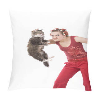 Personality  Housewife Is Holding Soil Cat. Pillow Covers
