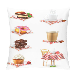 Personality  Set With Street Cafe Icons Pillow Covers