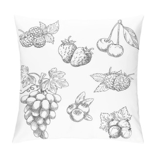 Personality  Flavorful Fresh Garden Fruits With Leaves Sketches Pillow Covers