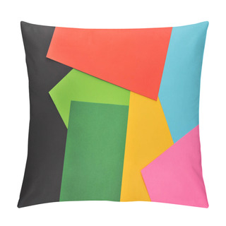 Personality  Colorful Papers On Black Background Pillow Covers