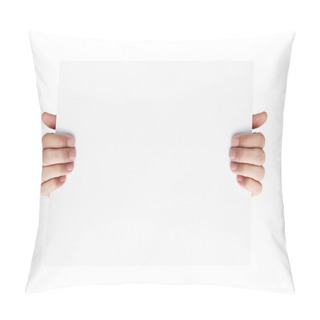Personality  Hands Holding Blank Advertising Card Pillow Covers