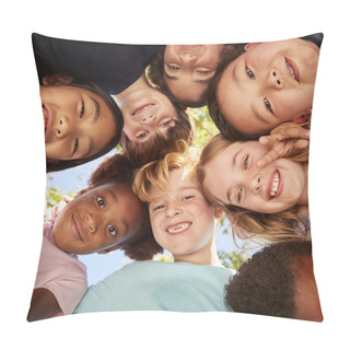 Personality  Huddle Of School Kids Looking Down At Camera Pillow Covers