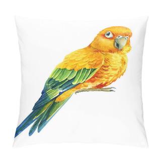 Personality  Lovebirds Parrot On An Isolated White Background, Watercolor Illustration Pillow Covers