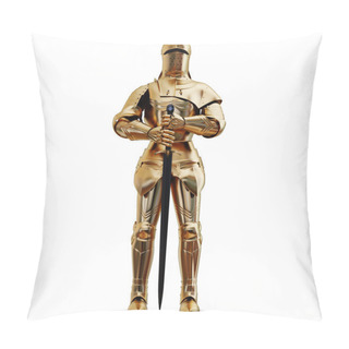 Personality  Illustration Of A Golden Armor. Isolated Pillow Covers