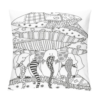 Personality  Set Of Art Elephants. Artistically Drawn, Stylized. Pillow Covers