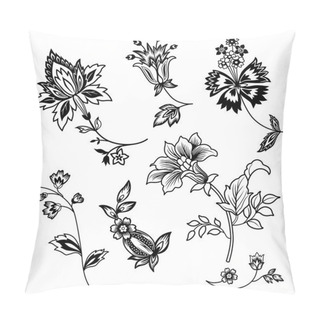 Personality  Flower Branches Black Outline Set Pillow Covers
