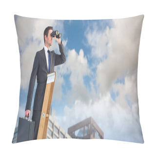 Personality  Businessman Looking On Ladder Pillow Covers
