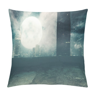 Personality  Dramatic View Of Cityscape At Night. Halloween Background Pillow Covers