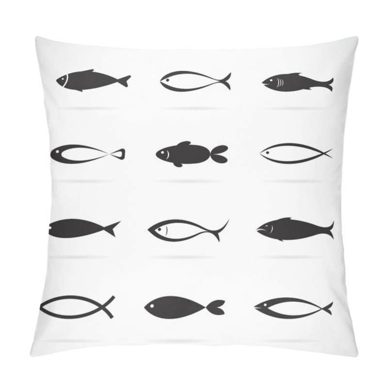 Personality  Set Of Vector Fish Icons On White Background, Vector Fish Icons  Pillow Covers