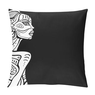 Personality  Profile Of Beautiful African Woman. Pillow Covers