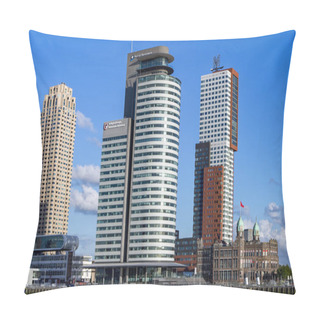 Personality  Cityscape Of Rotterdam With Blue Sky And Clouds Hanging Over Pillow Covers