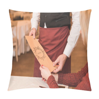 Personality  Waiter Giving Menu Pillow Covers