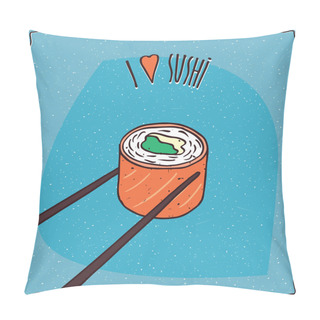 Personality  Chopsticks Holding Sushi Roll Maki Pillow Covers