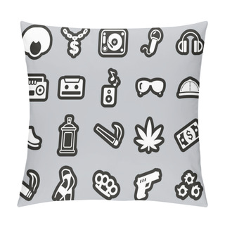 Personality  Hip Hop Culture & Fashion Icons White On Black Sticker Set Big Pillow Covers