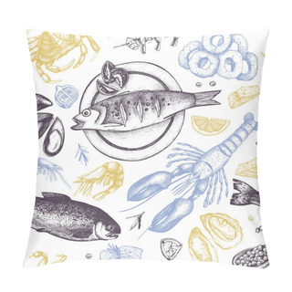 Personality  Seamless Seafood Background Pillow Covers