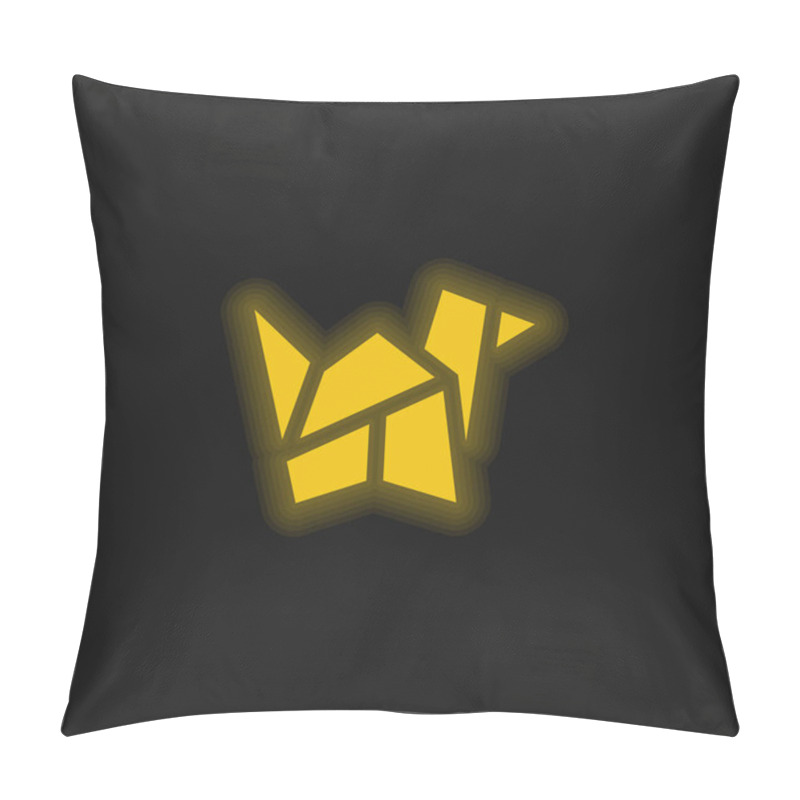 Personality  Bird yellow glowing neon icon pillow covers