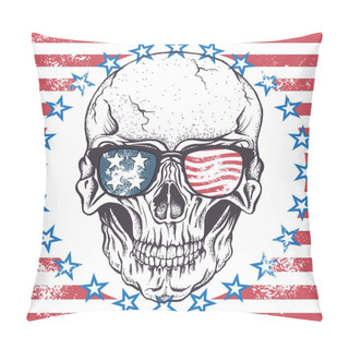 Personality  Skull Of Human With Sunglasses Pillow Covers