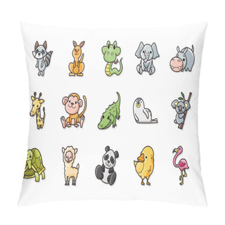 Personality  Funny Animals Icons Set,eps10 Pillow Covers