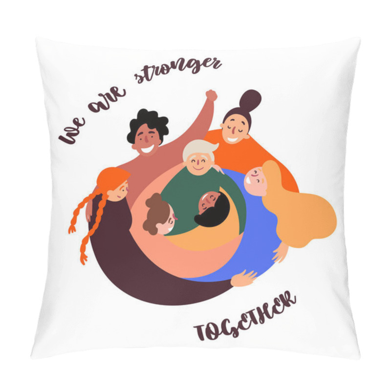 Personality  Diverse Group Of Women. Woman Power. Feminine Pillow Covers