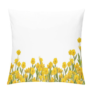 Personality  Yellow Buttercup Flowers Field On White Pillow Covers