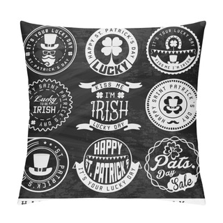 Personality  St. Patrick's Day Typographical Design Elements And Badges On Chalkboard Pillow Covers