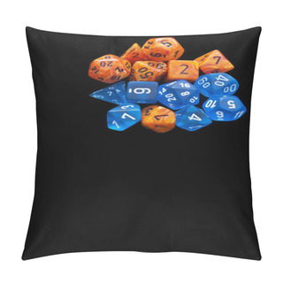Personality  2 RPG Sets Orange/blue For Playing Role Playing Games On Black Background. Pillow Covers