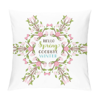 Personality  Spring Blossoms On Branches. Spring Tree Card Template. There Is Copyspace For Your Text In The Center. Pillow Covers
