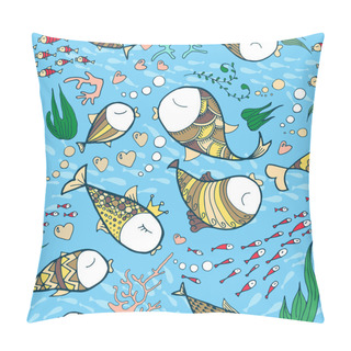 Personality  Fishes In Love Pattern Pillow Covers