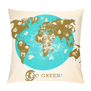 Personality  Grunge Earth, Ecology Illustration Pillow Covers